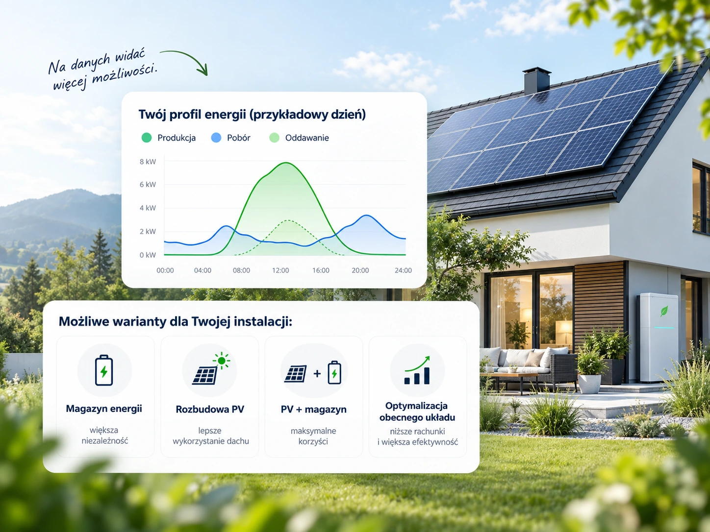 Porównanie profilu energii oraz wariantów rozbudowy instalacji fotowoltaicznej